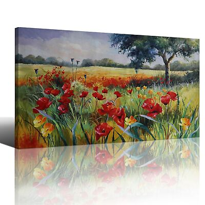 #ad Wall Decor for Living Room Large Wall Art Red Yellow Flowers Canvas Art Wall ... $223.38