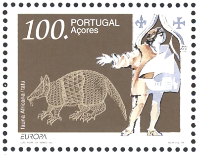 #ad Azores #Mi447 MNH 1994 Europa CEPT Macaque Armadillo Cross Fleur Lis 427a $2.45