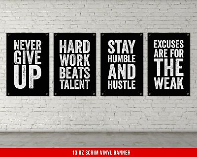 #ad #ad Motivational Quotes Banners Set of 4 Home Gym Decor Large Quote Wall Art $45.90