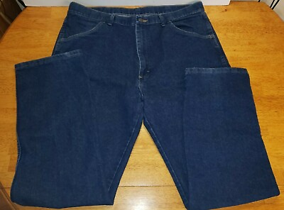 #ad Wrangler Blue Jeans Mens Size 38 x 32 Regular Fit Dark Blue Work Home CLEARANCE $7.35