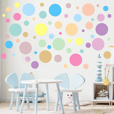 #ad 264 Pieces Polka Dots Wall Sticker Circle Wall Decal for Kids Bedroom Living Roo $13.04