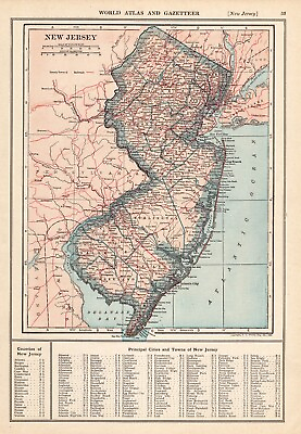 #ad #ad 1921 Antique New Jersey State Map Atlas Map of New Jersey Wall Decor 1610 $17.55