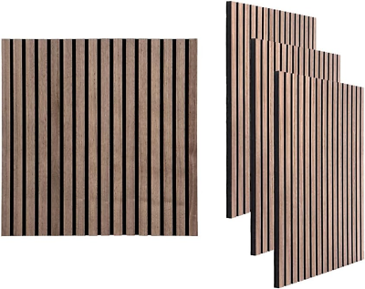 #ad 4PCS 3D Wood Slat Wall Panels Acoustic Panels for Interior Wall Decor Fluted W $149.99