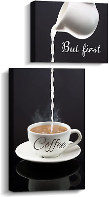#ad Coffee Bar Wall Decor for Kitchen but First Coffee Sign Kitchen Canvas Wall $27.26