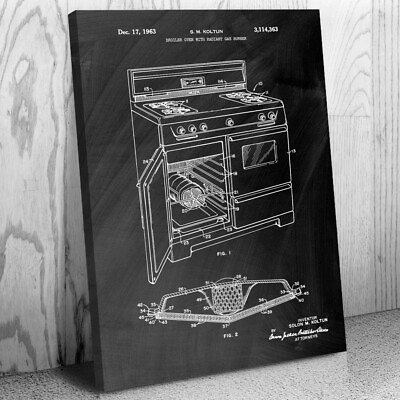 #ad Broiler Oven Canvas Print Culinary Gifts Kitchen Decor Chef Gift Oven Blueprint $65.95