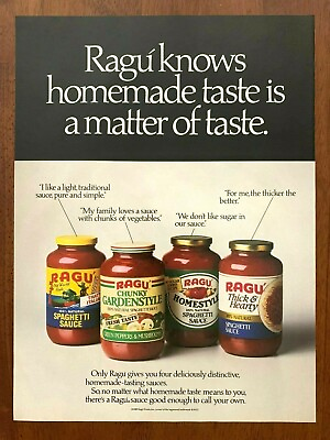 #ad #ad 1989 Ragu Vintage Print Ad Poster 80s Food Retro Pop Art Kitchen Décor $14.99