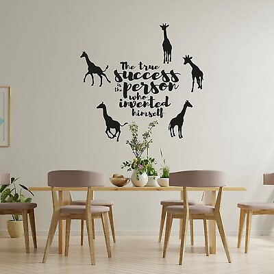 #ad True Success Quote Giraffe Animal Wall Art Stickers for Kids Home Room Decals $10.00