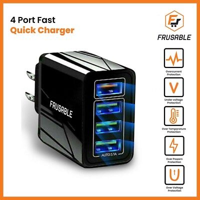 Black US 4 Port Quick Fast Charge 3.0 USB Hub Wall Charger Power Adapter Plug $7.27