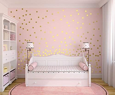 #ad #ad Easy Peel Stick Gold Wall Decal Polka Dot Wall Sticker Safe on Wall Removabl... $15.99