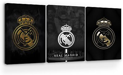 #ad Real Madrid Canvas Wall Art Set of 3 HD Printed amp; Wooden Framed Wall Art $107.99