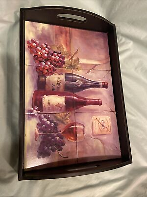 Wine Grape Decor Tray With Handles 18”x12.5” $15.99