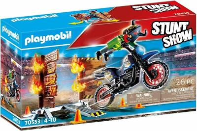 #ad Stunt Show Motorcross with Firey Wall Building Set Playmobil $56.95