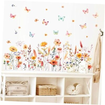 #ad Flower Wall Stickers for Baby Girls Bedroom Living Room Butterflies Wildflower $26.67