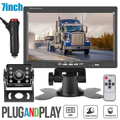 #ad 7#x27;#x27; Monitor Rear View Backup Camera Waterproof HD Night Vision Parking RV Truck $32.99