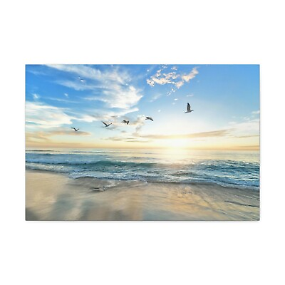 #ad Ocean Sunset Beach House Canvas Wall Art For Kitchen Bedroom Living Room $69.99