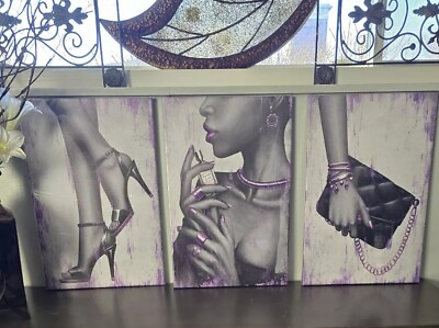 #ad 3 Wall Art Purple Fashion Canvas 23x16 50 Inches $49.00