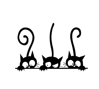 Adorable Black Three Cat Decal Sticker For Wall Bedroom Kitchen Decor Black Cats $7.99
