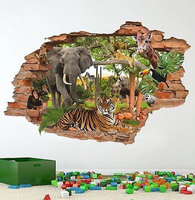 #ad #ad Jungle 3D Wall Decal Wild Nature Wall Sticker Removable Vinyl Sticker $78.25