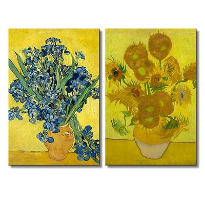 #ad 16quot;x24quot; Van Gogh Wall Art Canvas Prints Set of 2 Sunflowers and Irises $49.99