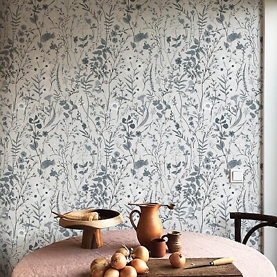#ad Grey Floral Wallpaper Peel And Stick Home Decor Wallpaper PVC Room Decoration $18.99
