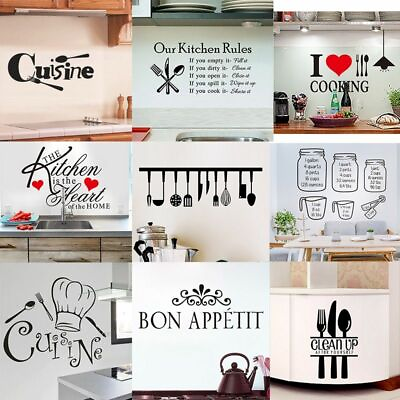 #ad Wall Stickers Vinyl Wall Decals for Kitchen English Quote Home Decor Art PVC $19.99