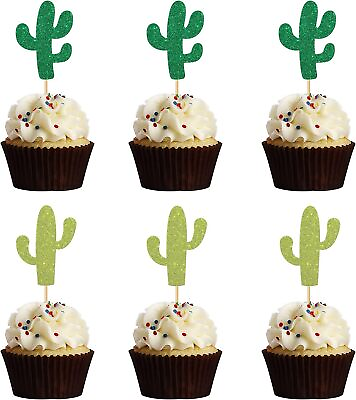 #ad Cactus Cupcake Toppers 24 pcs Mexican Fiesta Theme Cupcake Decor for Birthda $30.09