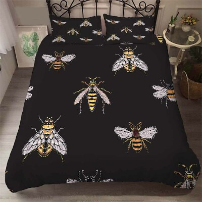 #ad Bee Knitting Half 3D Printing Duvet Quilt Doona Covers Pillow Case Bedding Sets AU $87.11