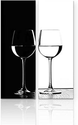 Black and White Wall Art Kitchen Decor Wine Glass Canvas Wall Art for Living ... $37.35