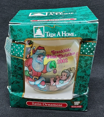 #ad 2002 Kmart Trim A Home Grandchild#x27;s 1st Christmas Satin Ornament In Box $9.99