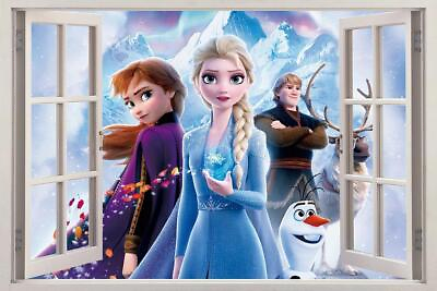 #ad Frozen II 3D Window Decal Wall Sticker Art Mural Decor Children Kids Disney FS $21.18