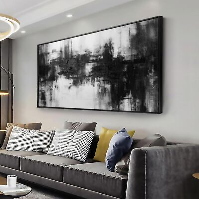 #ad Abstract Wall Art Small Size Framed Home Artwork Decor Black and White Modern... $123.30