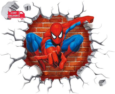#ad Spiderman Wall Stickers DIY Removable Spiderman Children Themed Art Boy Room Wal $23.89