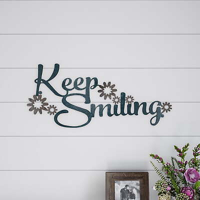 #ad Lavish Home Metal Cutout Keep Smiling Wall Sign Modern Rustic Decor $16.14