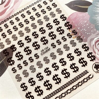 #ad 1sheet 3D Money Dollar Stickers Dollars Sign Nail Adhesive Manicure Nail Decals $12.95