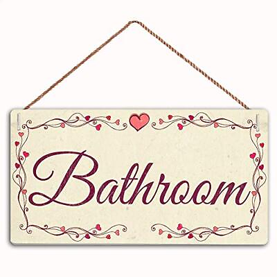 #ad Bathroom Sign Home Decor Wood Sign Plaque 12quot; x 6quot; Hanging Wall Art Decorativ... $19.02