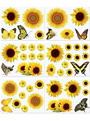 #ad #ad Large Sunflower Wall Stickers 53 PCS Sunflower Daisy Decals for Wall Butterfly $16.52