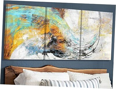 #ad Yellow Teal Wall Art Framed Large Wall Overall 60#x27;#x27;W x 28#x27;#x27;H Teal Orange $164.11