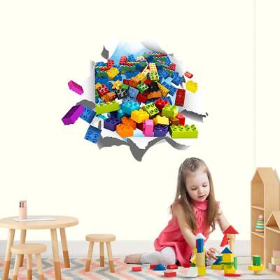 #ad Lego Explosion 3D Ripped Paper Decal WALL STICKER Art Decor Children FS $21.18