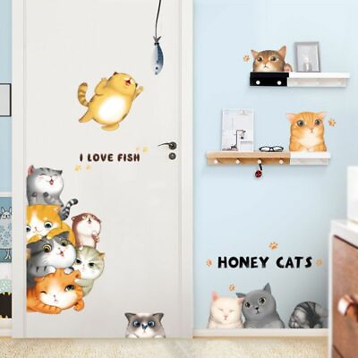 #ad Cat Cartoon Wall Switch Stickers Decals Vinyl PVC Art Children Baby Kids Rooms $20.99