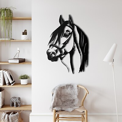 #ad Metal Wall Art Metal Horse Head Decor Home Living Room Decoration Horse Sign $89.90