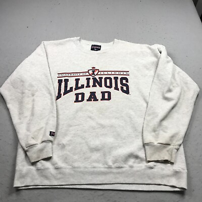 #ad VINTAGE Illinois Fighting Illini Sweatshirt Mens XL Gray Jansport Crewneck Dad $17.49