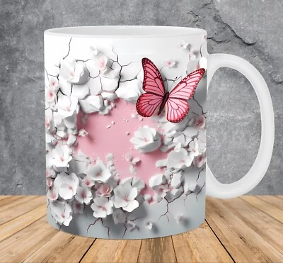 #ad Beautiful Gift 3D Crack in A Wall Butterfly Mug 12oz $13.99