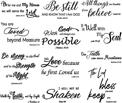 #ad 12 Pieces Bible Verse Wall Stickers Inspirational Quote Wall Decals Religious $18.33