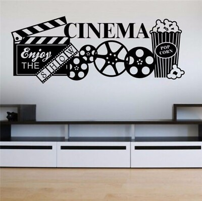 #ad Vinyl Wall Art Stickers Home Theatre Popcorn Cinema Film Quote Decals Decoration $17.85