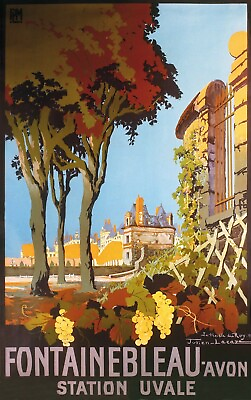 #ad Fontainbleau Avon France retro travel poster wall lounge room $13.53