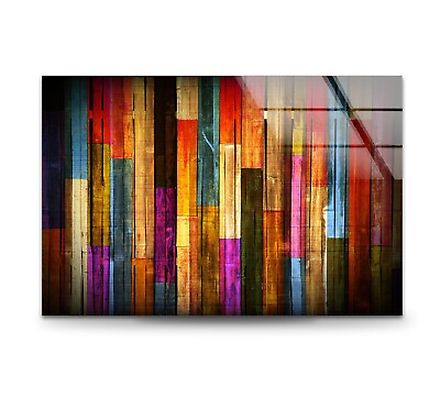 #ad Colorful Wood Tempered Glass Wall Art $165.00
