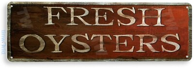 #ad Fresh Oysters Seafood Crab Shack Kitchen Rustic Decor Tin Sign B349 $8.45