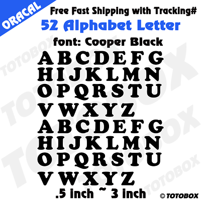 #ad Alphabet Decal Sticker Letter Window Door Wall Car Decal Font Cooper Black $5.50