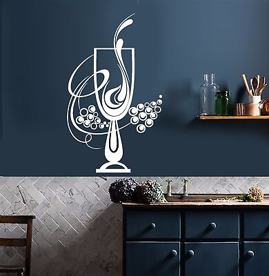 #ad #ad Vinyl Wall Decal Wineglass Wine Champagne Grape Kitchen Design Stickers 827ig $69.99