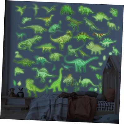 #ad 4 Sheets Glow in The Dark Dinosaur Wall Decals Dinosaur Wall Stickers $19.70